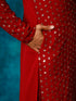 Men's Maroon Georgette Sequins Kurta